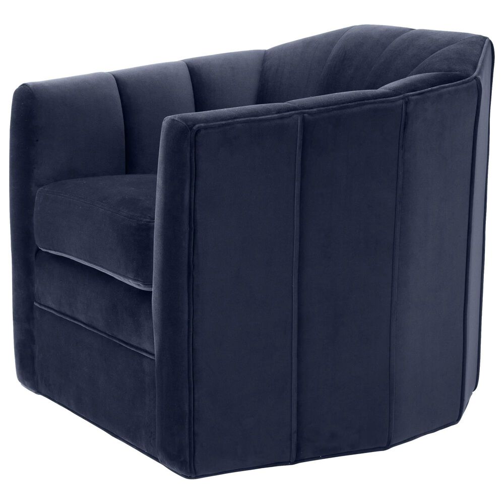 Eichholtz Delancey Swivel Chair in Midnight Blue Velvet, , large