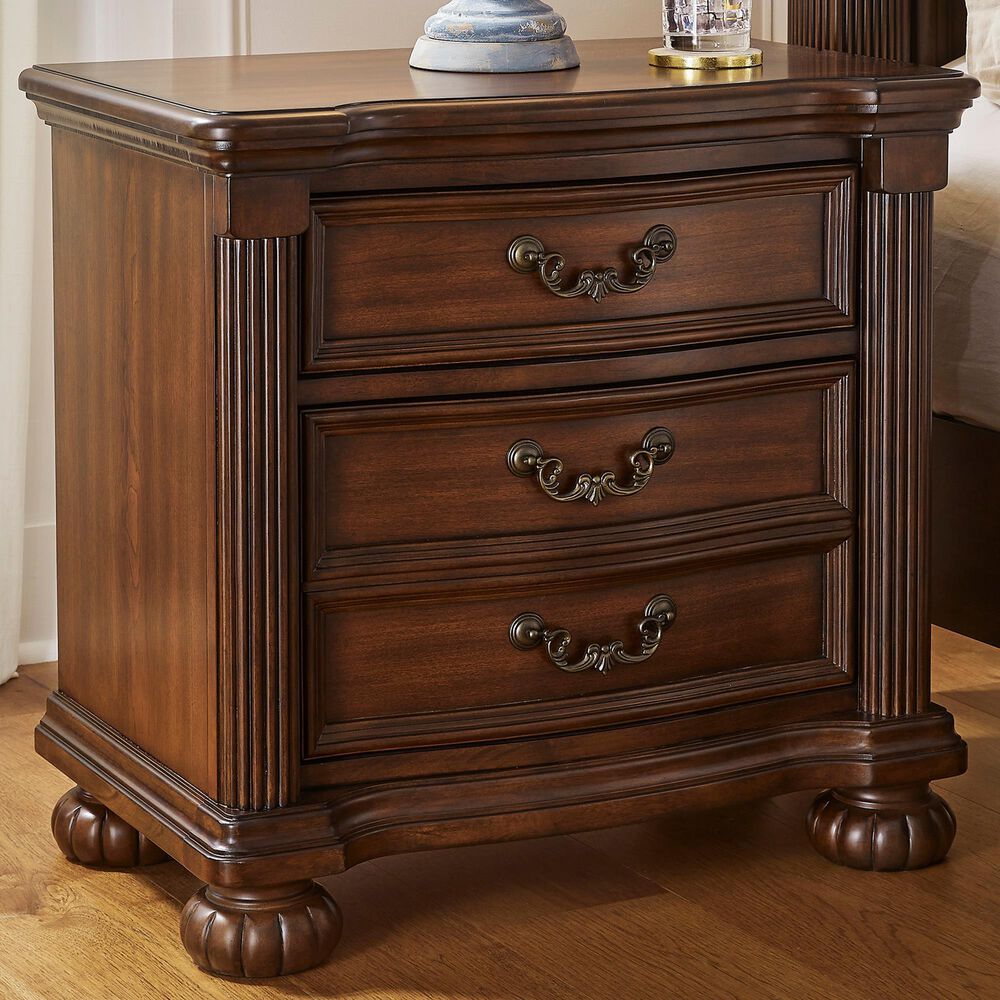 Ashley Lavinton 3-Drawer Nightstand in Cherry Brown, , large