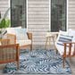Nourison Garden Oasis Ivory and Navy 4" x 6" Indoor/Outdoor Area Rug, , large