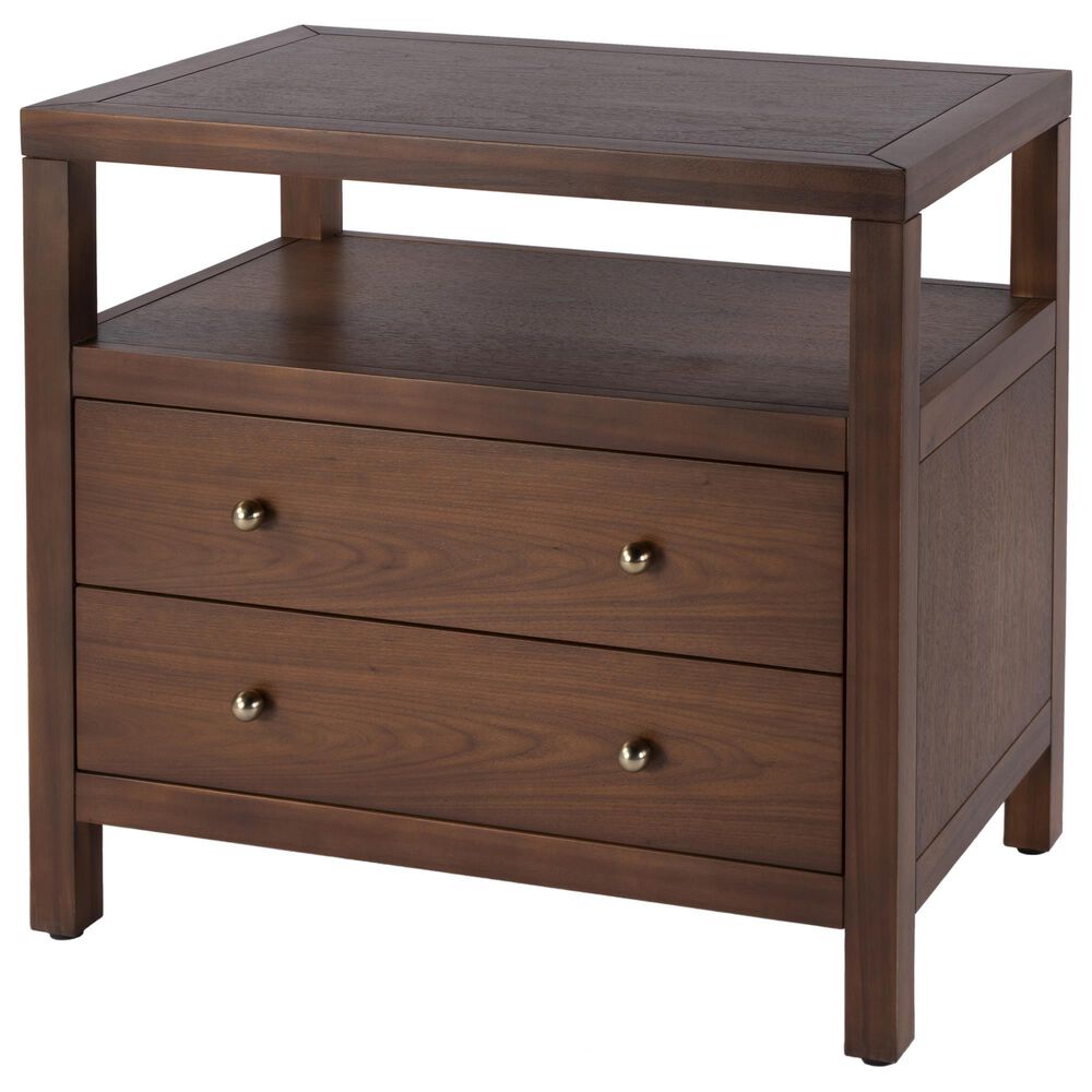 Butler Specialty Company Nora 2-Drawer Wide Nightstand with Open Shelf in Walnut, , large
