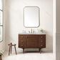 James Martin Vanities Amberly 48" Single Bathroom Vanity in Mid-Century Walnut with 3 cm Eternal Jasmine Pearl Silestone Top, Rectangular Sink and FreePower Wireless Charger, , large