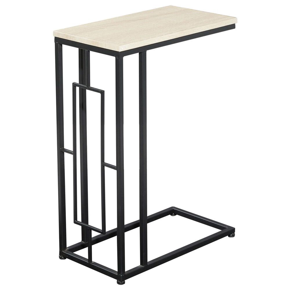 Maple and Jade C-Shaped Accent End Table in Cream and Black, , large