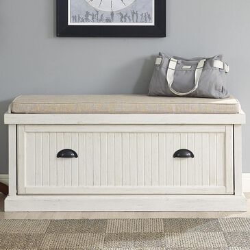 Crosley Furniture Seaside Entryway Bench In Distressed White Finish, , large