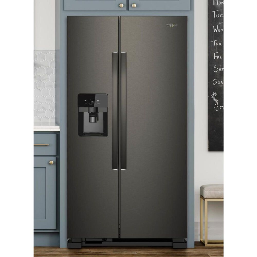 Whirlpool 21.4 Cu. Ft. 33&quot; Wide Side-by-Side Refrigerator in Black Stainless, , large