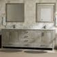 Lexora Home Jacques 80" Double Bathroom Vanity in Distressed Grey with 2 cm White Carrara Marble Top and Rectangular Sinks, , large