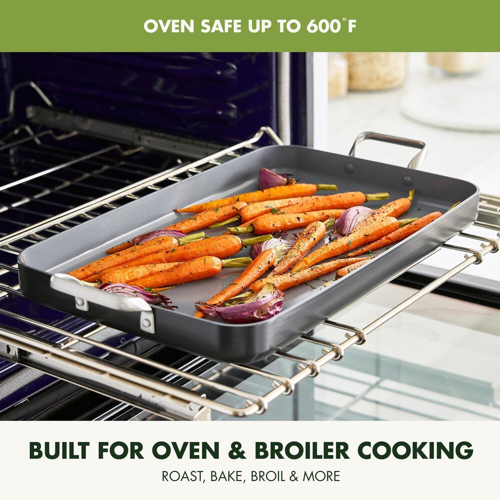Green Pan Valencia Pro 18" x 11" Ceramic Nonstick Double Griddle in Grey, , large