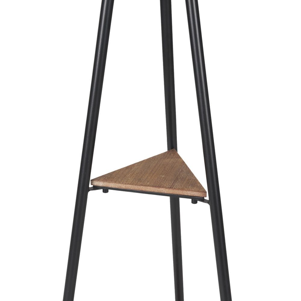 Mercana Everett Coat Rack with 2 Triangular Wooden Shelves in Matte Black, , large