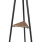 Mercana Everett Coat Rack with 2 Triangular Wooden Shelves in Matte Black, , large