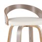 LumiSource Grotto 30" Swivel Barstool with White Faux Leather Upholstery in Light Grey and Black (Set of 2), , large