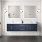 Lexora Home Geneva 72" Double Bathroom Vanity in Navy Blue with 2 cm White Carrara Marble Top and Rectangular Sinks, , large