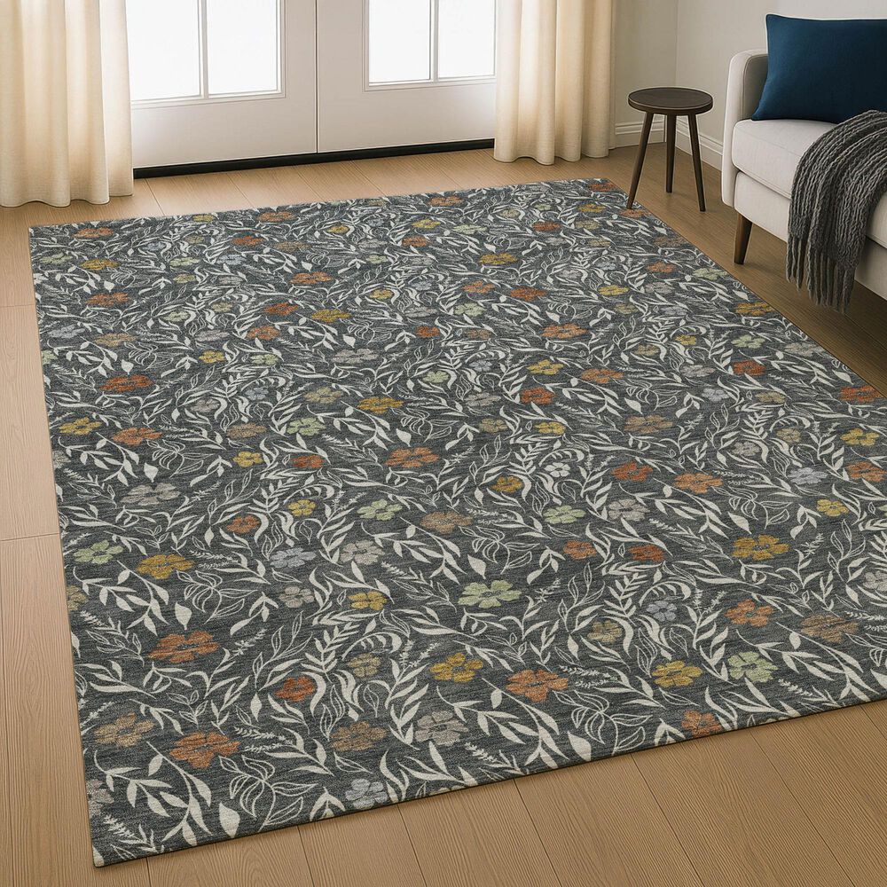 Dalyn Rug Company Soft Essentials Floral Graphite 9' x 12' Indoor/Outdoor Area Rug, , large
