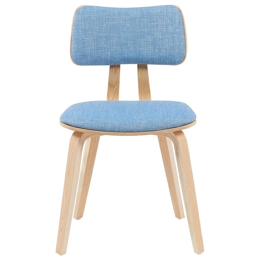 Armen Living Jaguar Side Chair with Light Blue Upholstery in Oak, , large