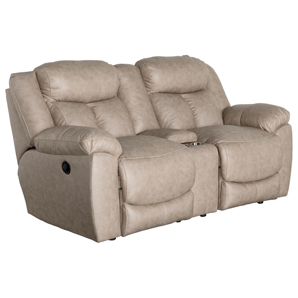 Moore Furniture Warner Manual Reclining Console Loveseat in Duvall Latte, , large