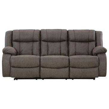 Ashley First Base Manual Reclining Sofa in Gunmetal, , large