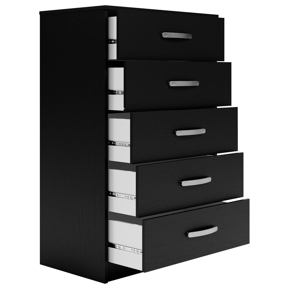 Ashley Finch 5-Drawer Chest in Black, , large