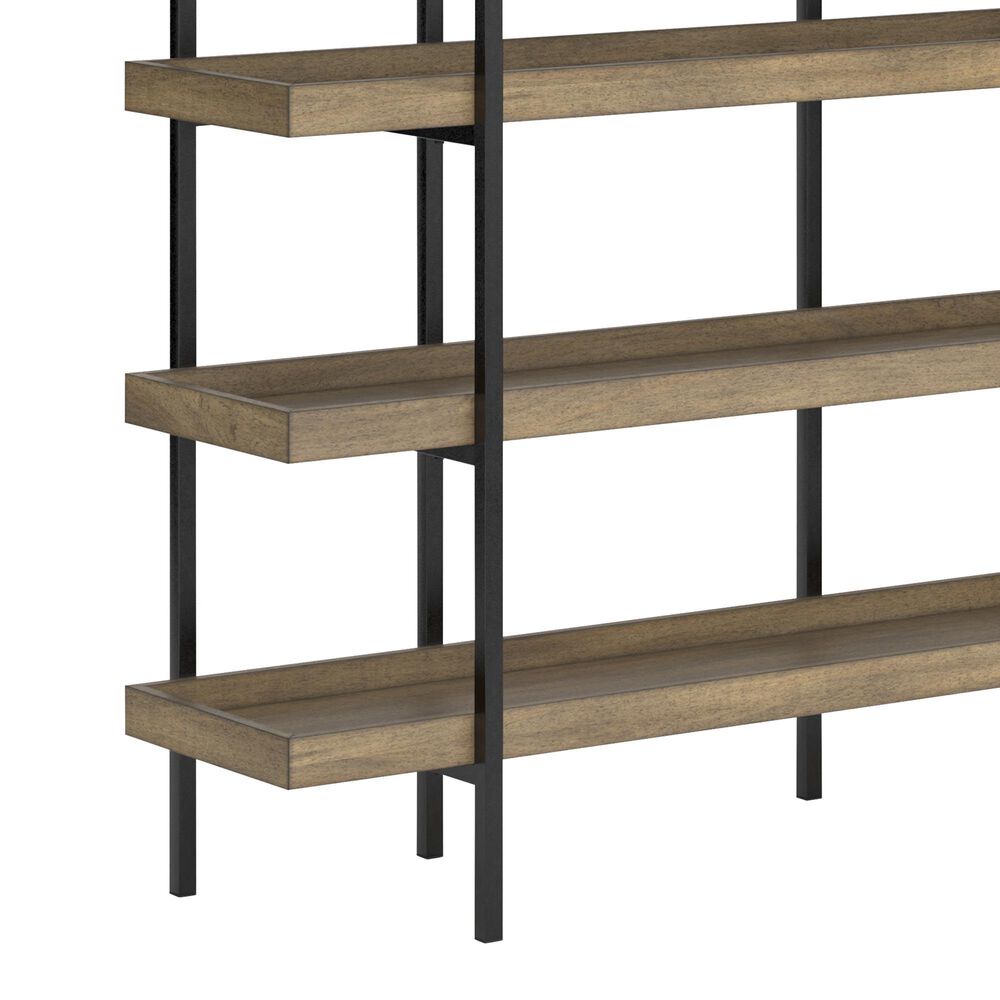 Ashley Montia 76&quot; Bookcase in Light Brown and Gunmetal Gray, , large