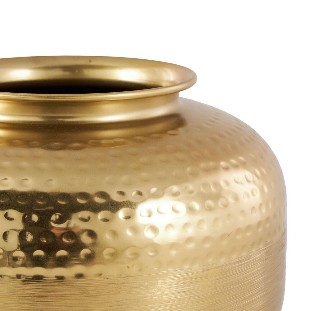 Maple and Jade 20&quot; Decorative Vase with Hammered Top in Brushed Gold, , large