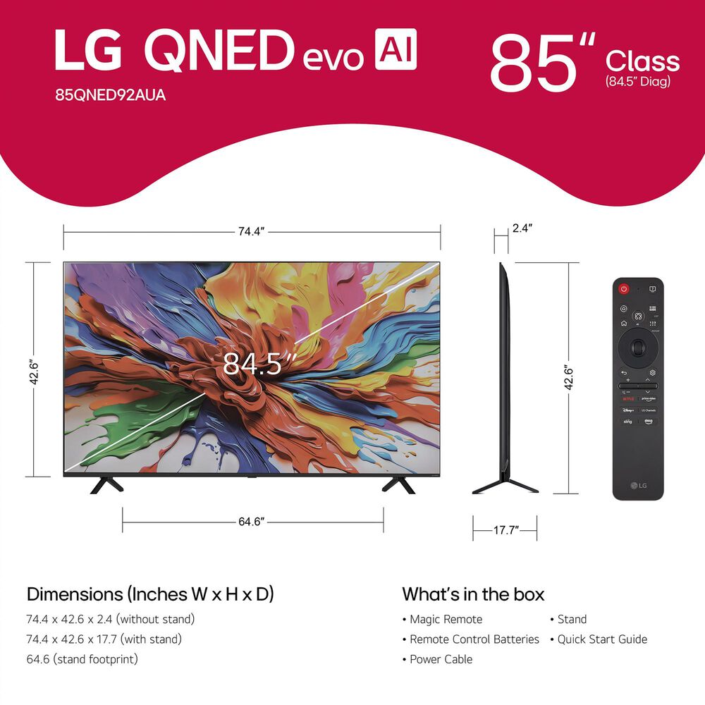 LG 85&quot; Class QNED92A Series evo AI 4K Ultra HD in Black - Smart TV, , large
