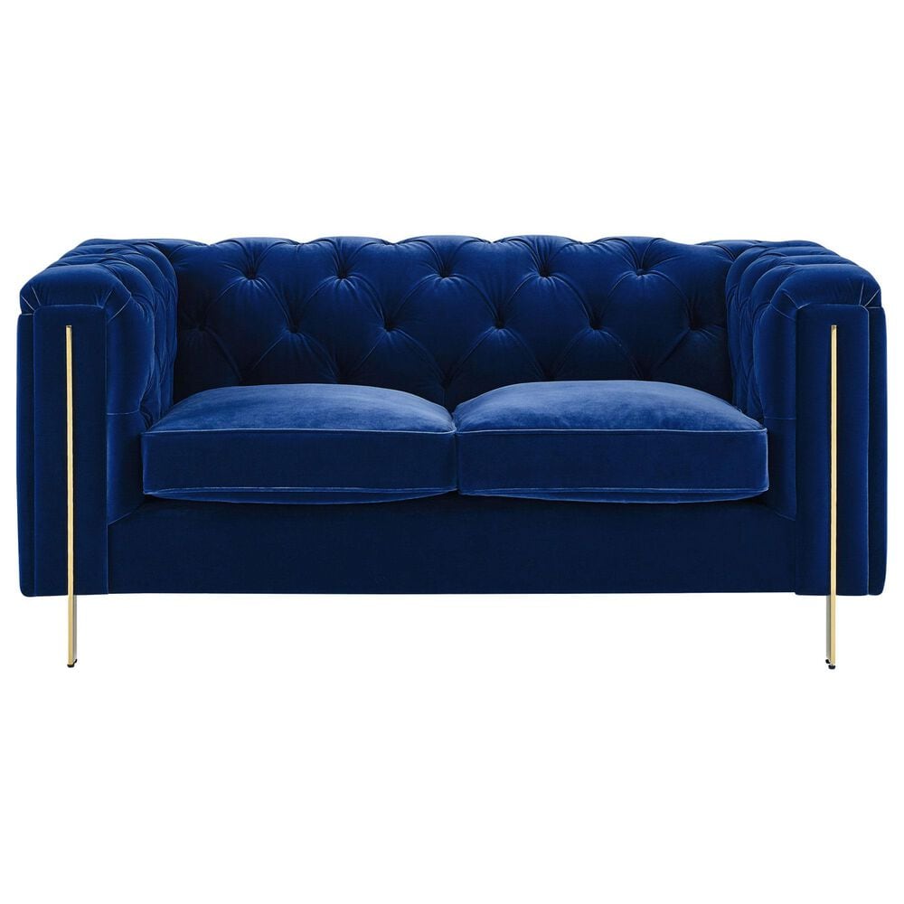 Steve Silver Charlene Stationary Loveseat in Sapphire Blue Velvet, , large