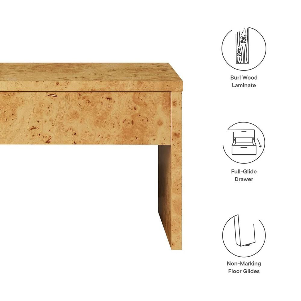 Modway Hudson 1 Drawer Burl Wood Nightstand in Natural, , large