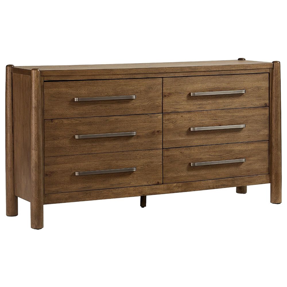 Riverside Furniture Henderson King Platform Panel Bed with Dresser Chest and 2 Nightstands in Toasted Pecan, , large