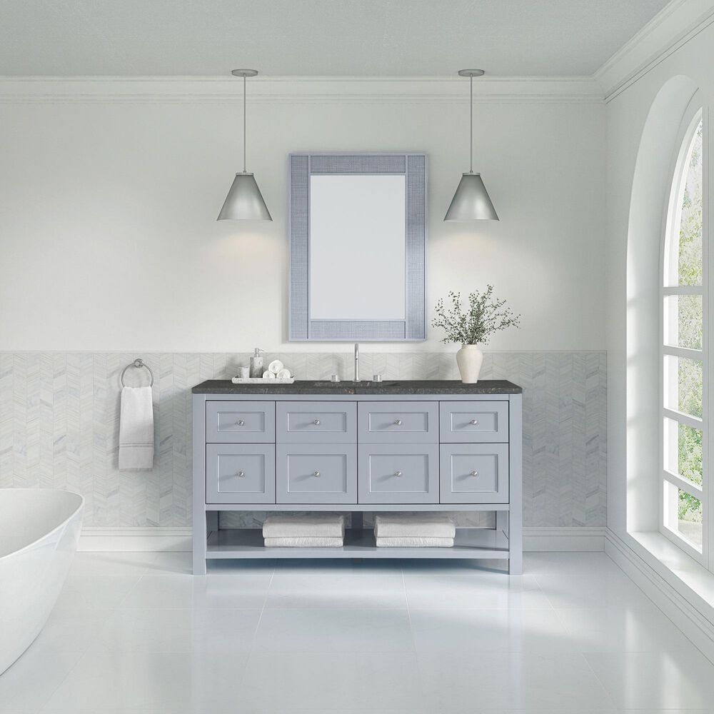 James Martin Vanities Breckenridge 60" Single Bathroom Vanity in Serenity Blue with 3 cm Parisien Bleu Quartz Top, Rectangular Sink and FreePower Wireless Charger, , large