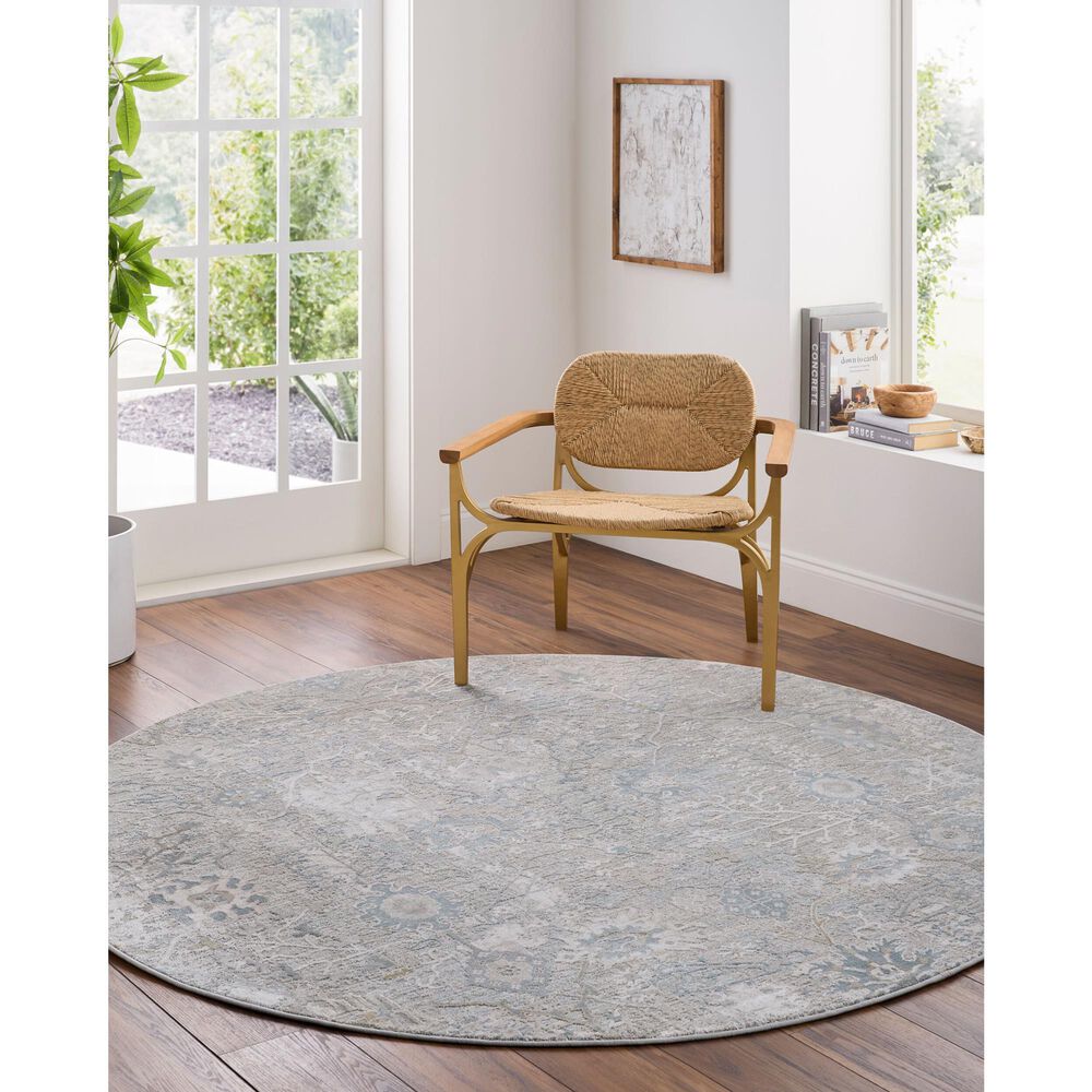 Surya Brunswick Dusty Sage, Light Beige, Taupe and Medium Gray 7&#39;10&quot; Round Area Rug, , large
