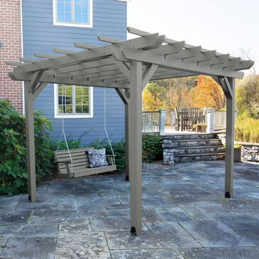 Highwood USA Bodhi 12" x 12" DIY Pergola with 5" Weatherly Porch Swing in Coastal Teak, , large
