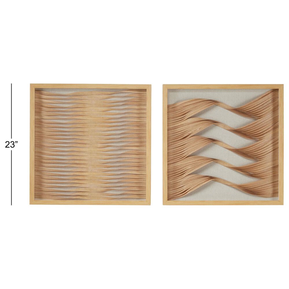 Maple and Jade 24&quot; x 24&quot; Abstract Framed Wall Art in Brown and Beige &#40;Set of 2&#41;, , large