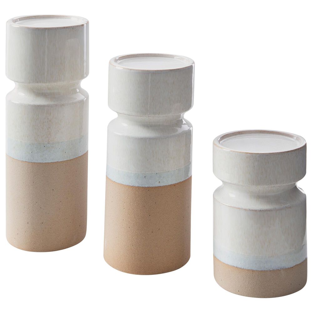 Ashley Hurston 3-Piece Candle Holder Set in Brown and Ivory, , large