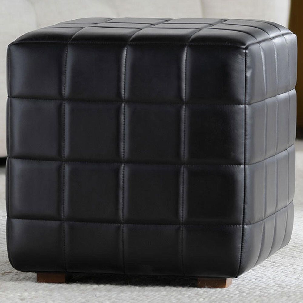 Classic Home Carlo 18" Square Ottoman in Midnight Raven, , large