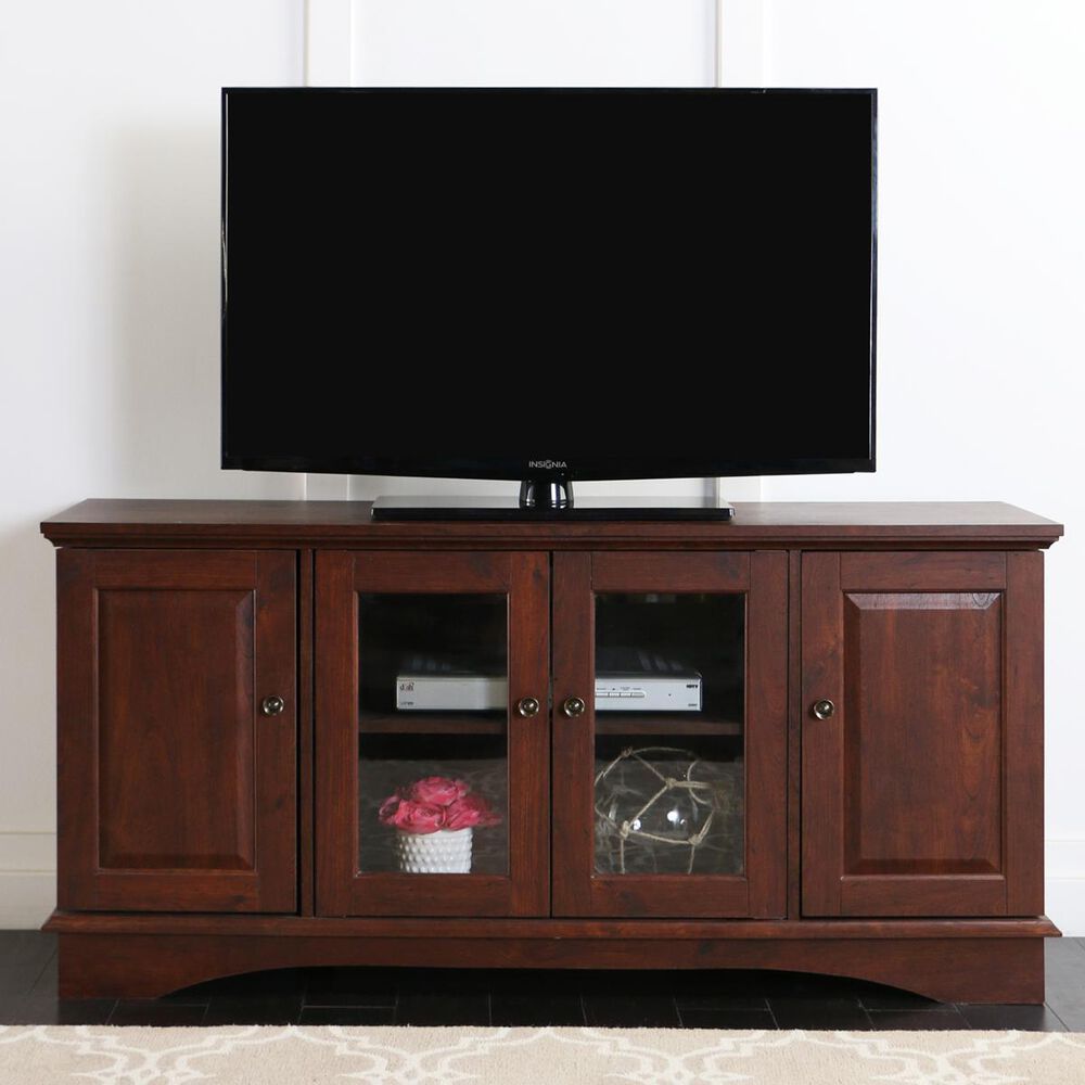 Walker Edison 52" Media Storage Wood TV Stand in Brown, , large