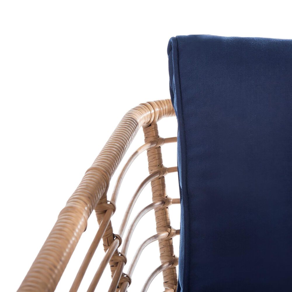 Safavieh Henderson 4-Piece Patio Living Set with Navy Cushion in Natural and Black, , large