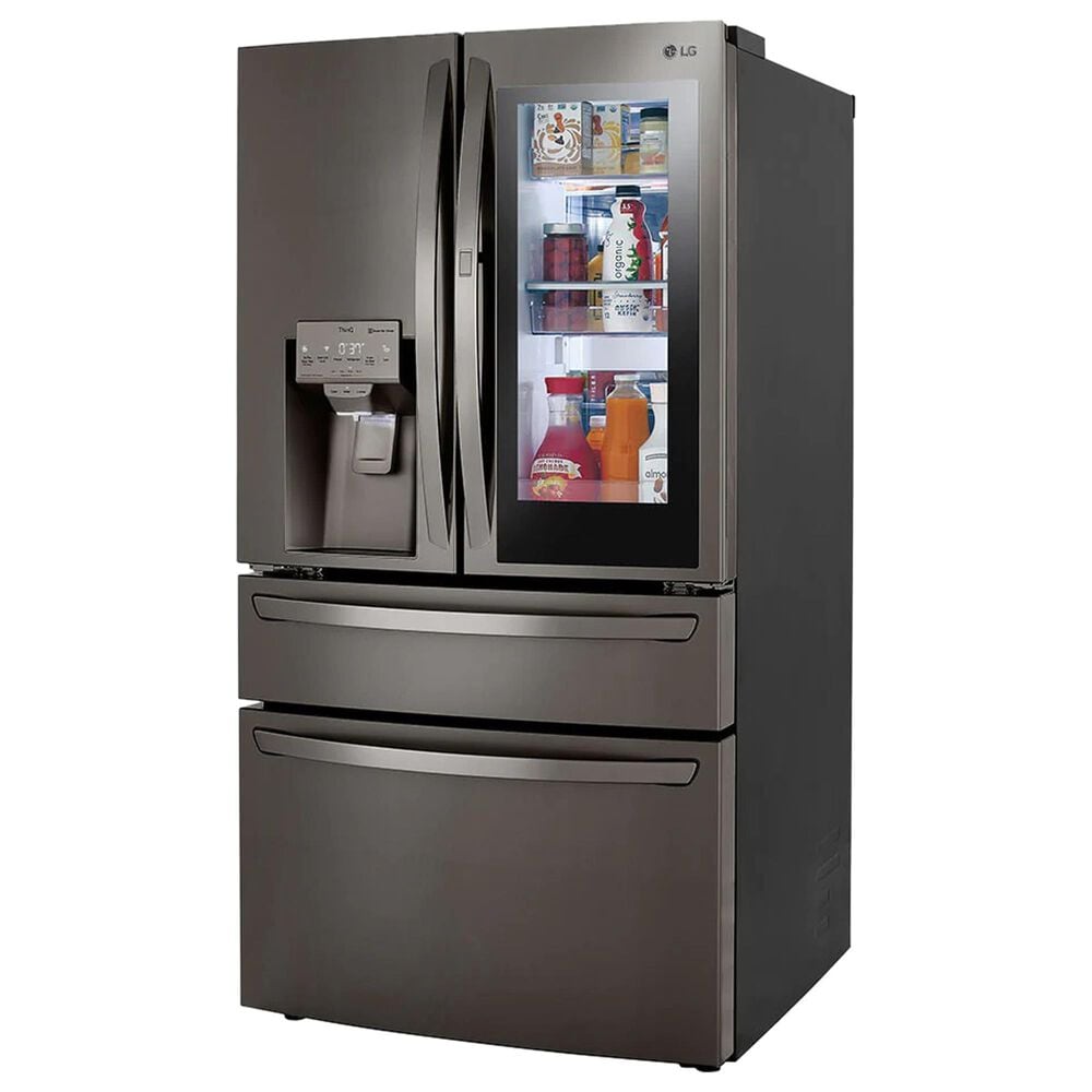 LG 2-Piece Kitchen Package with 22.3 Cu. Ft 4-Door French Door Refrigerator and Single Door Freezer in Black Stainless Steel, , large