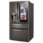 LG 2-Piece Kitchen Package with 22.3 Cu. Ft 4-Door French Door Refrigerator and Single Door Freezer in Black Stainless Steel, , large