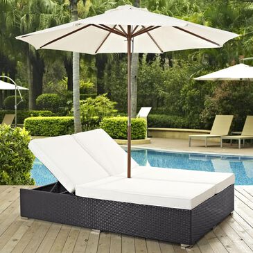 Modway Convene Double Outdoor Patio Chaise in Espresso and White, , large