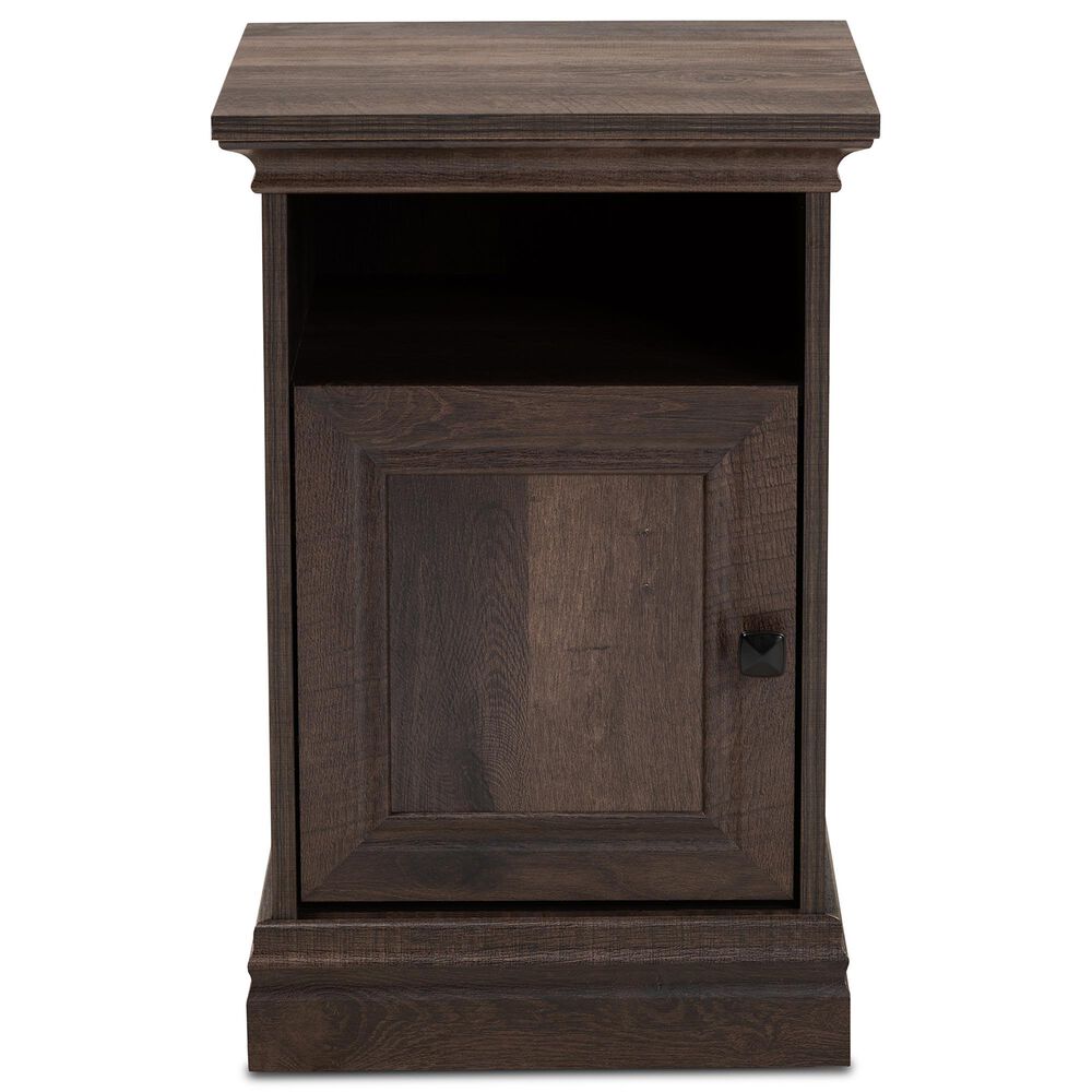 Baxton Studio Nolan 1-Door Nightstand in Brown/Black, , large