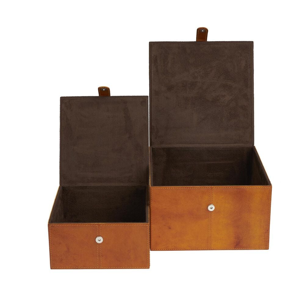 Maple and Jade 9.9&quot; 2-Piece Handmade Storage Decorative Box Set in Brown, , large