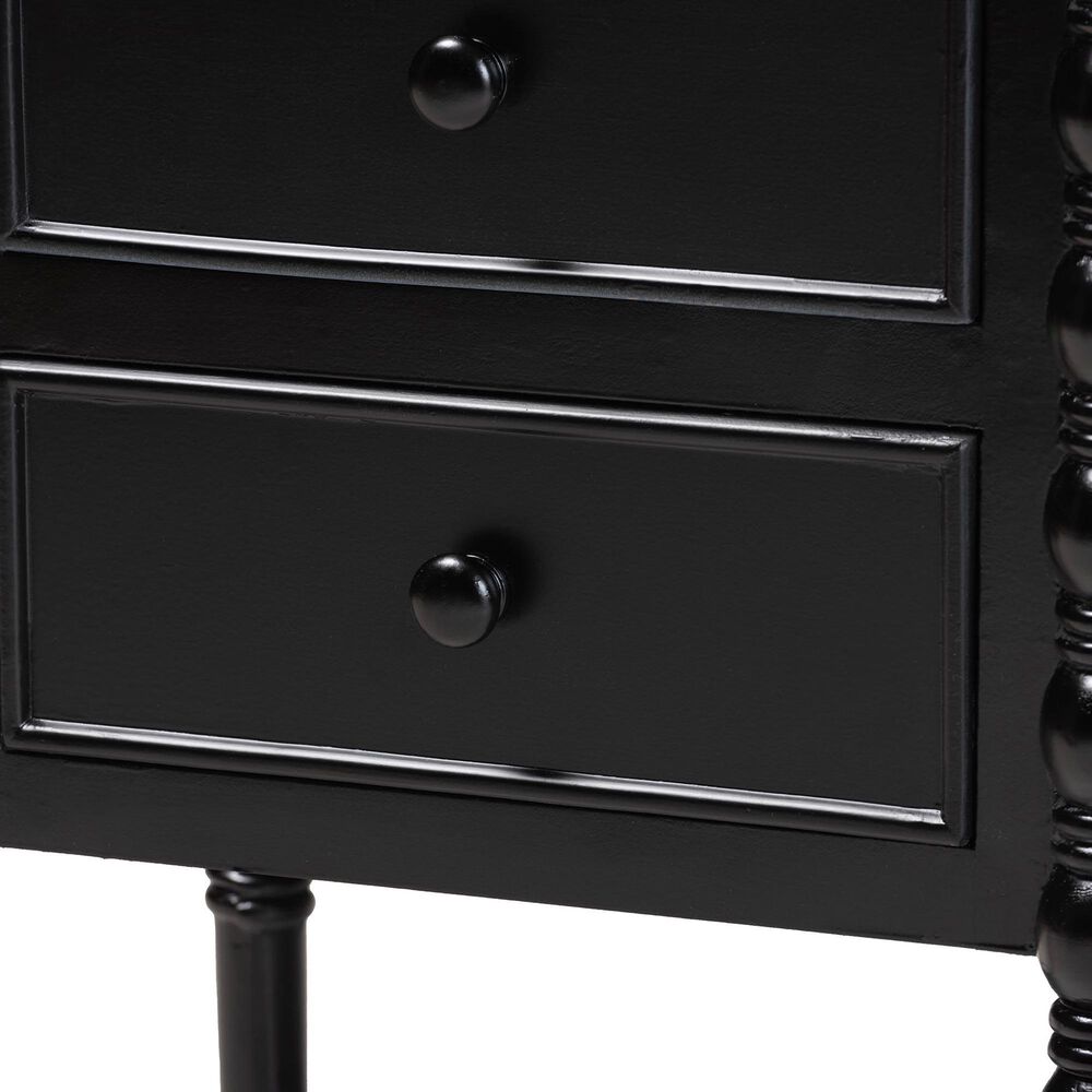 Baxton Studio Malinda 3-Drawer End Table with Spindle Legs in Black, , large