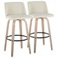 LumiSource Toriano Swivel Bar Stool with Cream Fabric Upholstery in Whitewashed and Black (Set of 2), , large