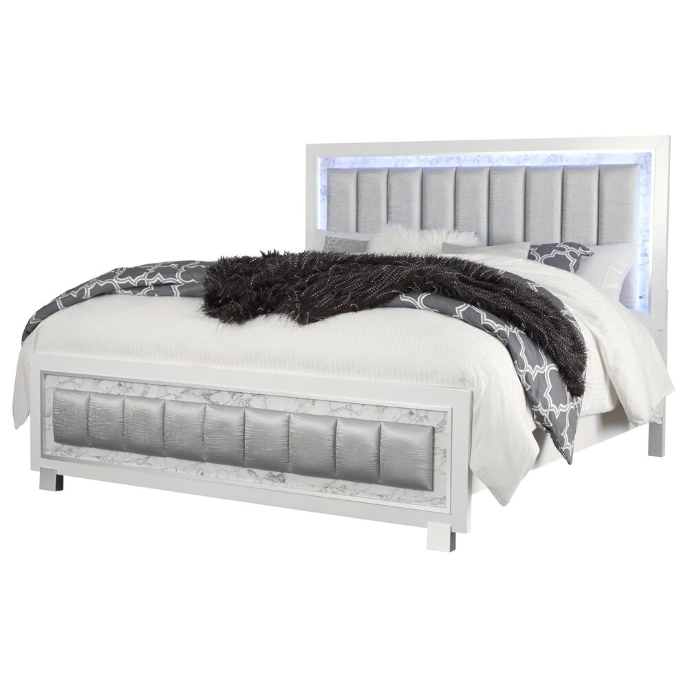 Global Furniture USA Santorini King Panel Bed in White, , large