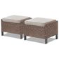 Sunwell Garden 17.3" Ottoman with Beige Cushion in Brown (Set of 2), , large