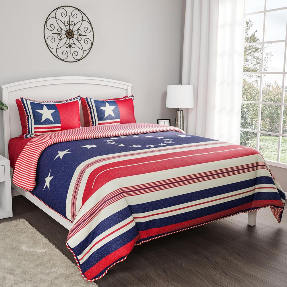 Timberlake Lavish Home 3-Piece Full/Queen Glory Bound Quilt Set in Red, White, Blue, , large