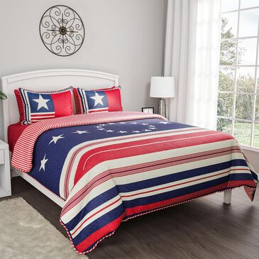Timberlake Lavish Home 3-Piece Full/Queen Glory Bound Quilt Set in Red, White, Blue, , large