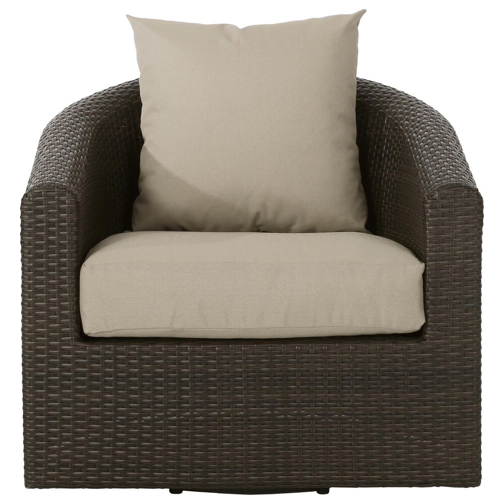 Hearth and Haven Outdoor Wicker Swivel Chair in Khaki, , large