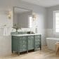 James Martin Vanities Brittany 30" Single Bathroom Vanity in Smokey Celadon with 3 cm White Zeus Quartz Top and Rectangular Sink, , large