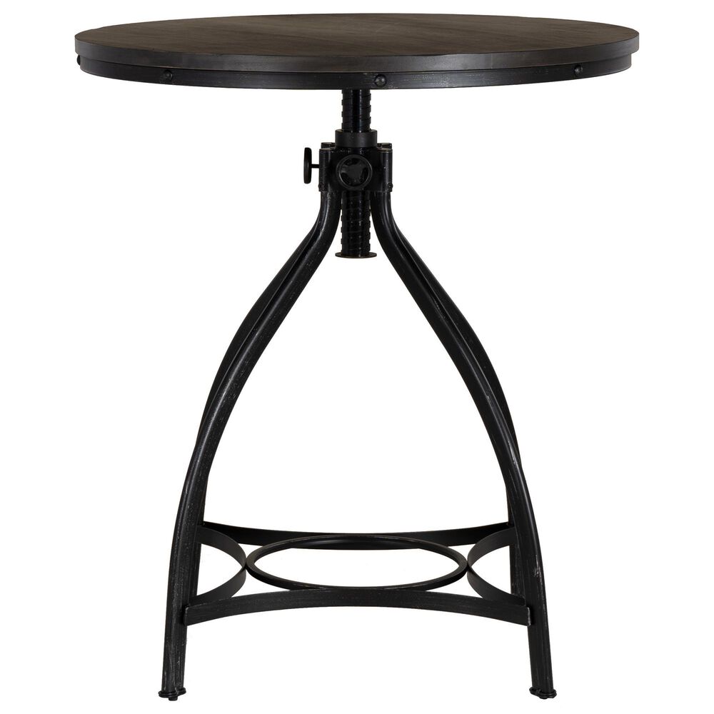 Linon Home Decor Hawkford Adjustable Round Bar Table in Grey and Gunmetal - Table Only, , large