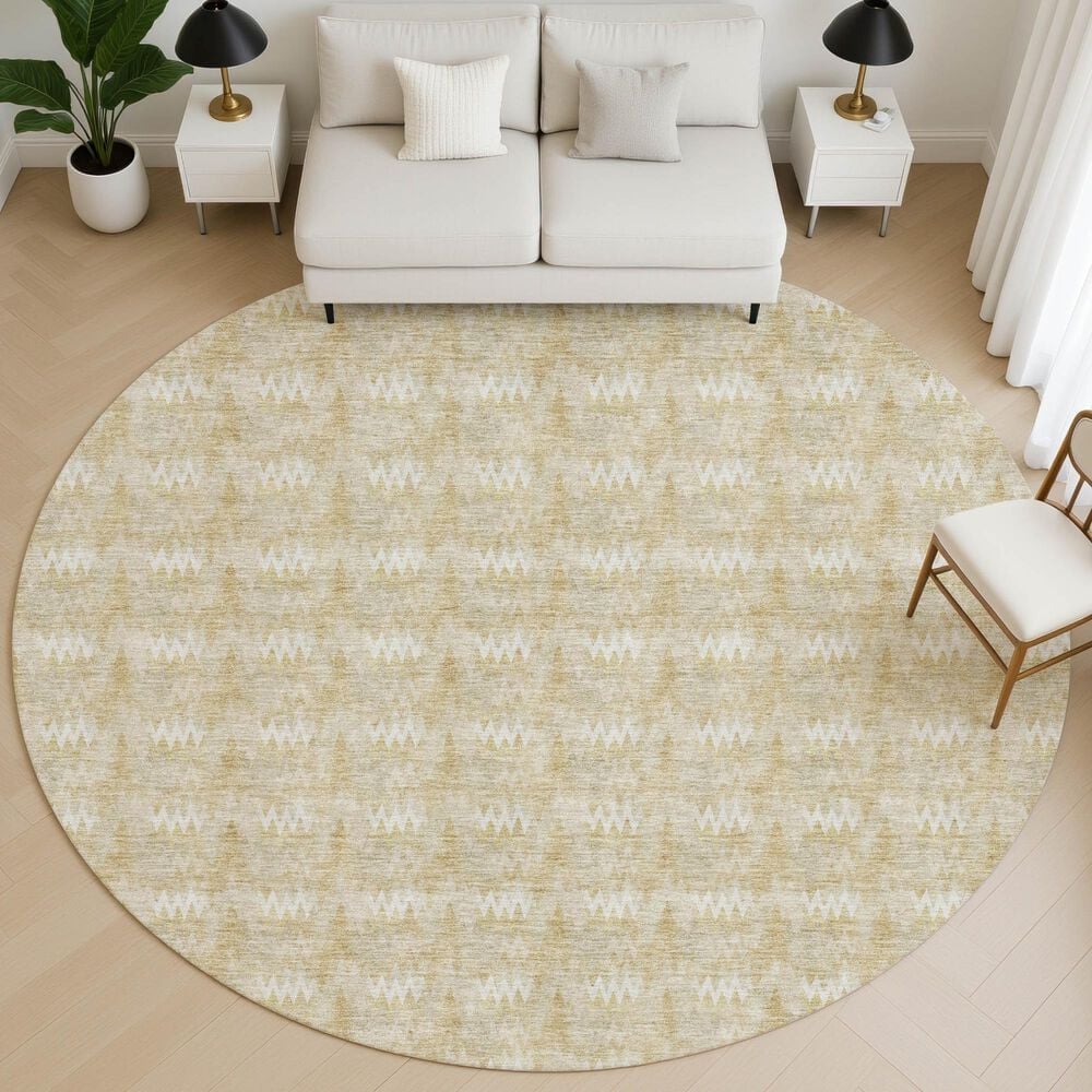 Dalyn Rug Company Soft Essentials Chevron Gold 8' Round Area Rug, , large