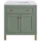 James Martin Vanities Chicago 30" Single Bathroom Vanity in Smokey Celadon with 3 cm Carrara White Marble Top and Rectangular Sink, , large