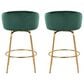 LumiSource Claire Swivel Counter Stool with Green Velvet Upholstery in Gold (Set of 2), , large